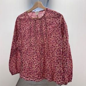 pink and purple floral blouse